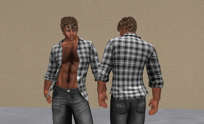 [Dez's] Mikey Open Plaid (Black Grey) {MESH}
