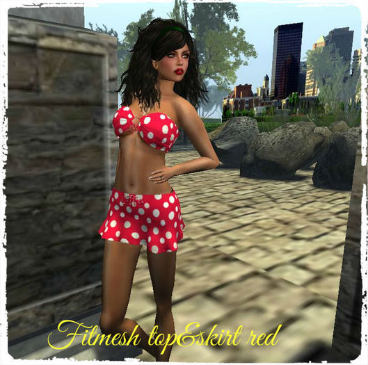 *Mesh Fitmesh Top&skirt Red