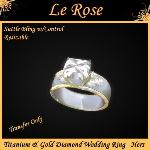 Titanium & Gold Diamond Wedding Ring - Hers (Gift Boxed)