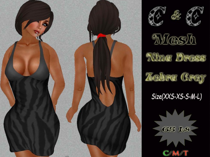 *clothes MESH woman Nina Dress (Zebra Grey)*