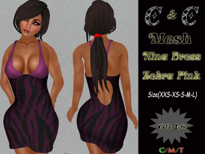 *clothes MESH woman Nina Dress (Zebra Pink)* DEMO