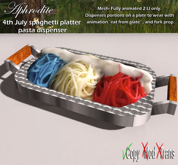 Aphrodite 4th july party - Patriotic spaghetti with USA flag colors!