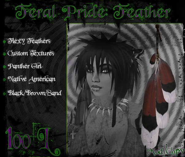Pretty Poison's: Feral Pride: Feather Hair Tye (Br/W/Bl)