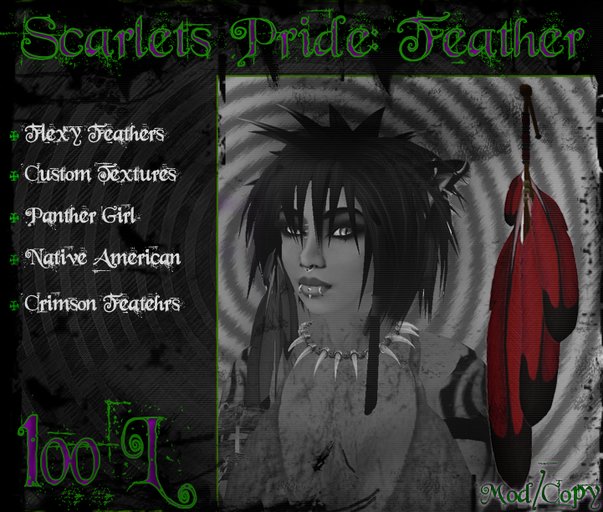 Pretty Poison's: Scarlets Pride: Feather Hair Tye (R/Bl)