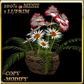 LW_ Mesh Carnations and Daisies Basket - True Red White (1 LI / Prim)