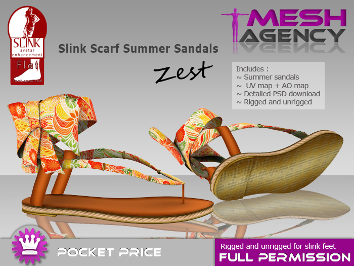 Slink Flat Scarf Sandals "Zest" FULL PERM - POCKET PRICE