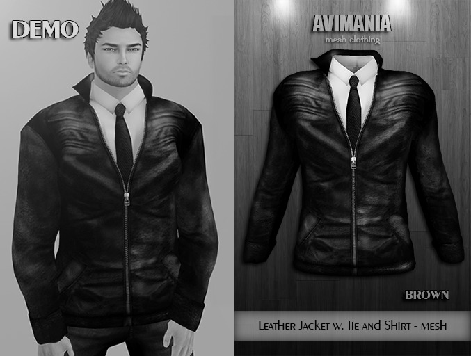 Avimania - Leather Jacket w. Tie and Shirt - (mesh/male) DEMO