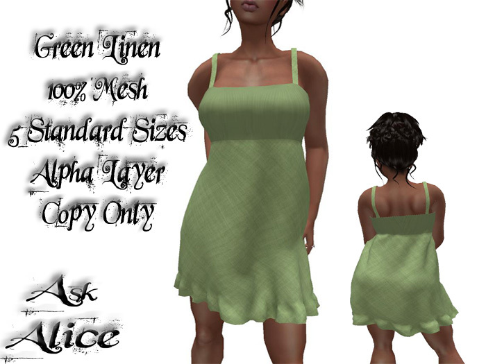 /:\AA/:\ Green Linen Sundress Boxed