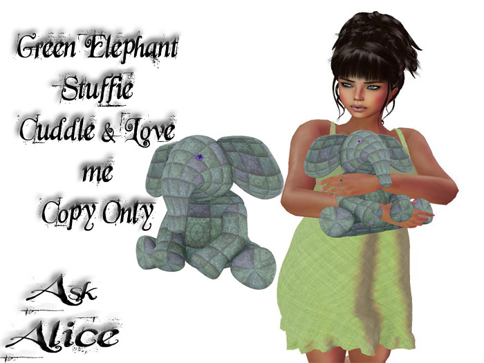 /:\AA/:\ Green Elephant Stuffie Boxed