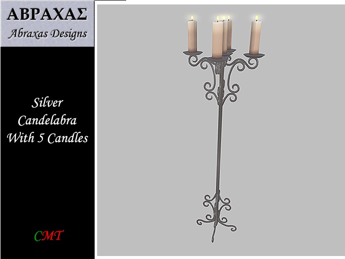 Silver Candelabra With 5 Candles