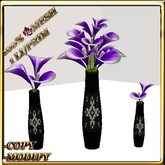 LW_ 3 Vases of Mesh Calla Lilies - Grape Purple White (1 LI / Prim)