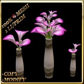 LW_ 3 Vases of Mesh Calla Lilies - Soft Pink (1 LI / Prim)