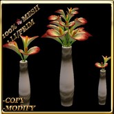 LW_ 3 Vases of Mesh Calla Lilies - Tangerine (1 LI / Prim)