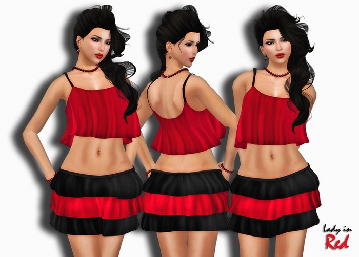 Lady in Red - Emeli - Ruffle skirt & Top