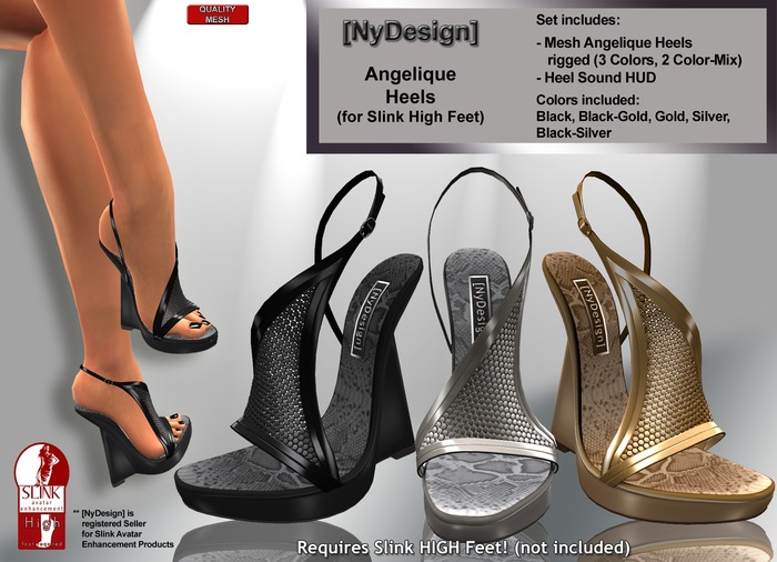 [NyDesign] Slink High Angelique Heels (gold/silver/black)