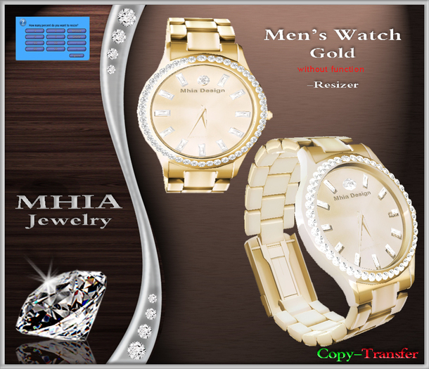 [MHIA] Mens Watch Gold with Diamonds