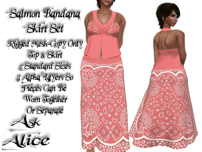 /:\AA/:\ Salmon Bandana Skirt Set