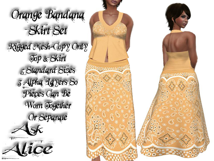 /:\AA/:\ Orange Bandana Skirt Set