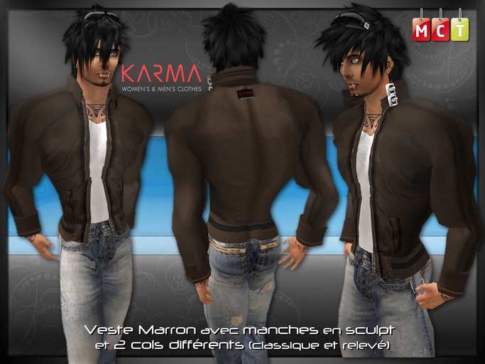 Karma - Jackets Brown with Sculpted Sleeves & Collar