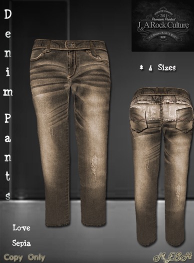 Men Denim Pants Love Sepia