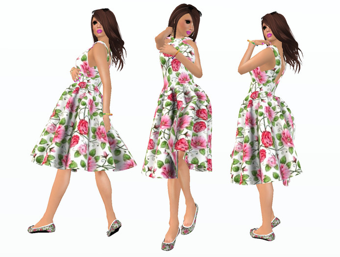 TW>Retro Halter Dress  -Roses