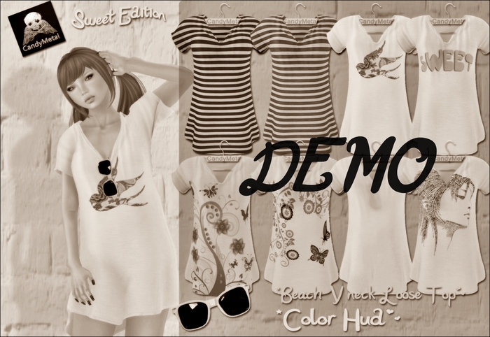 ~CandyMetal~ Beach V Neck Loose Top DEMO