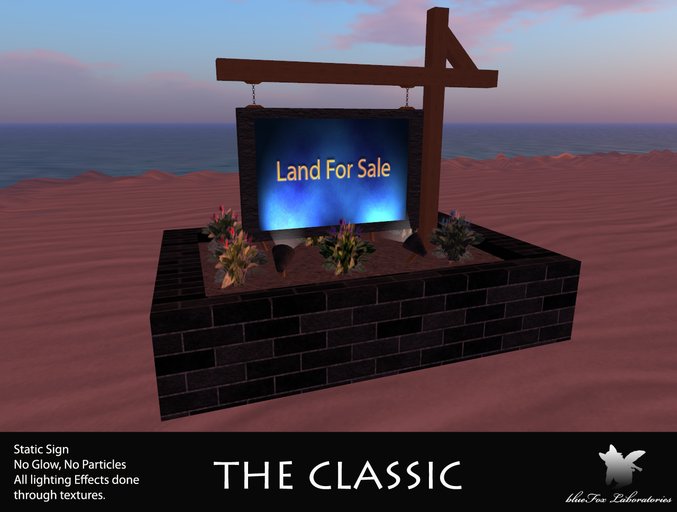 Second Life Marketplace blueFox Real Estate Sign Land For Sale Sign