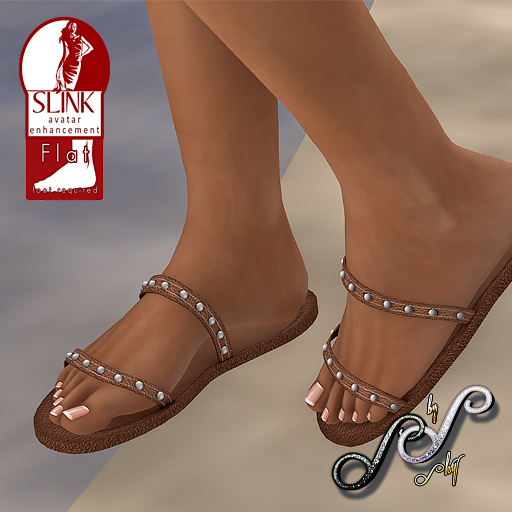 Sky - Studded Flip Flops Brown
