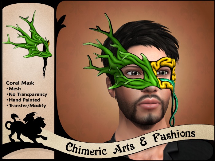 ~Chimeric Fashions~ Coral Mask (Green & Yellow)