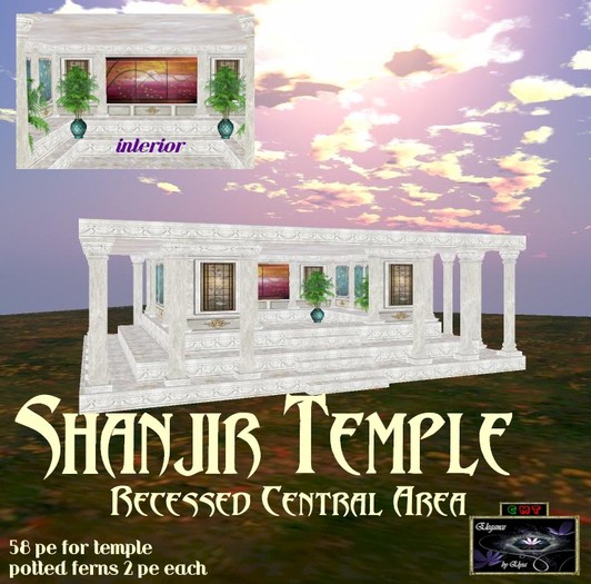 *EbE* Shanjir Temple w/Recessed Center & Ferns (bag)