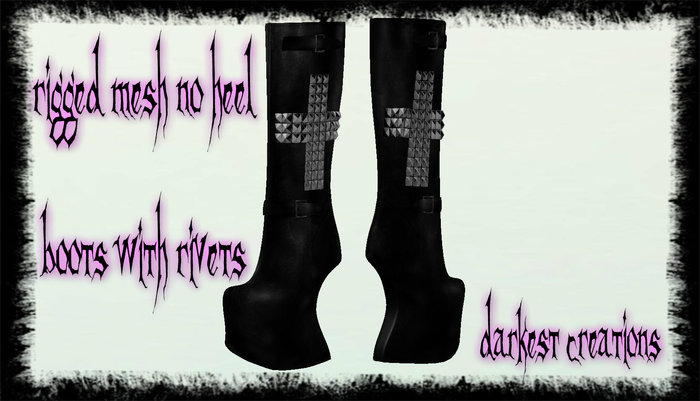 {Mesh No Heel Boots with Rivets}