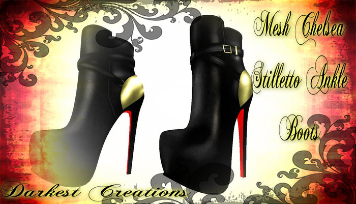 {Mesh_Chelsea Stilletto Ankle Boots }