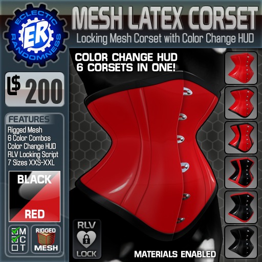 ER Mesh Latex Corset - Red [Package]