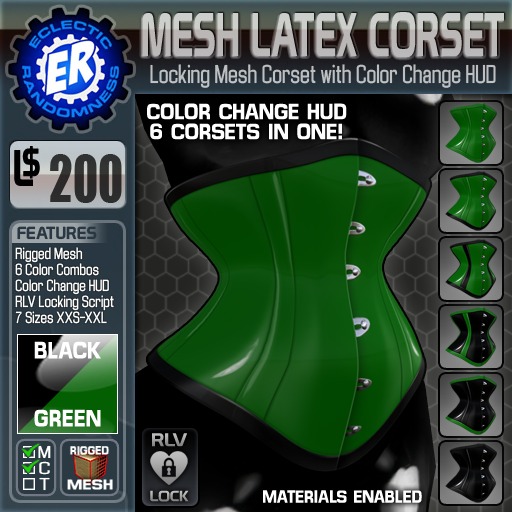 ER Mesh Latex Corset - Green [Package]