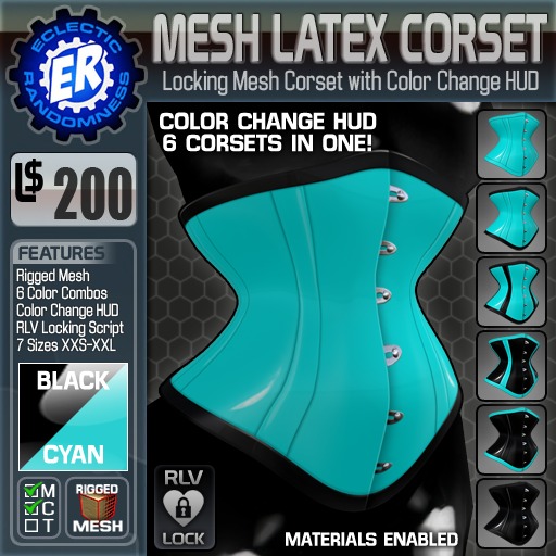 ER Mesh Latex Corset - Cyan [Package]