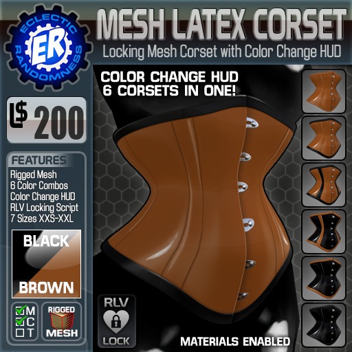 ER Mesh Latex Corset - Brown [Package]