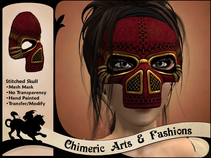 ~Chimeric Fashions~ Stitched Skull (Burgundy)