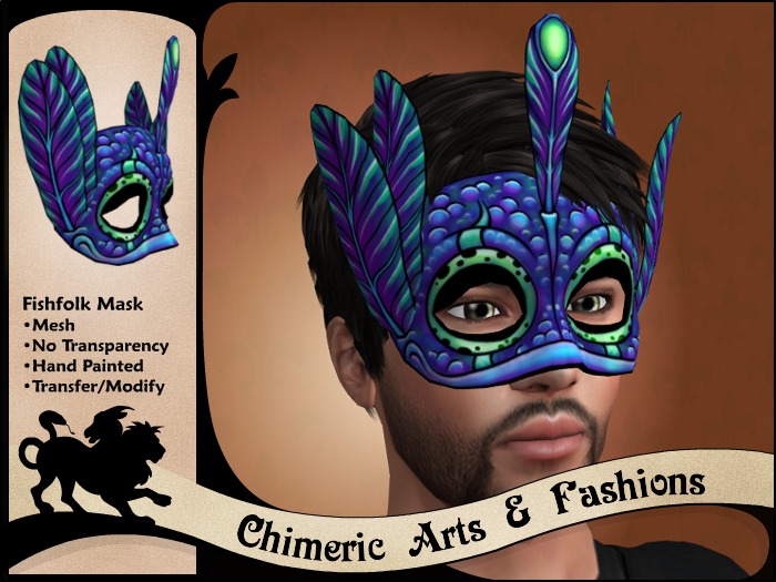 ~Chimeric Fashions~ Fishfolk Mask (Blue & Green)