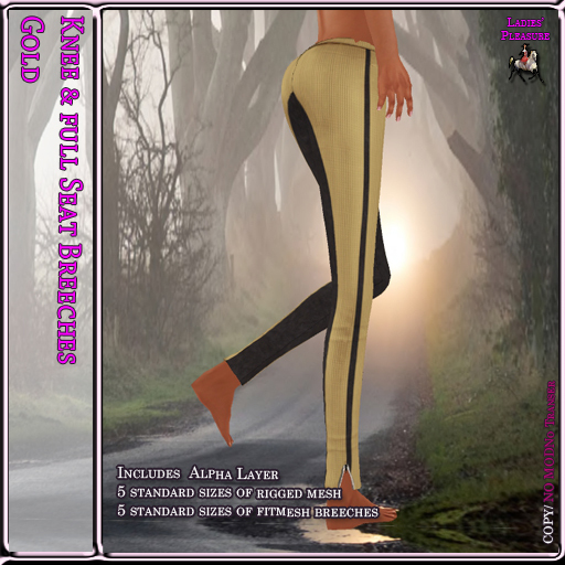 ~LP~ Shaped Seat & Knee Fitmesh Breeches BOXED Gold
