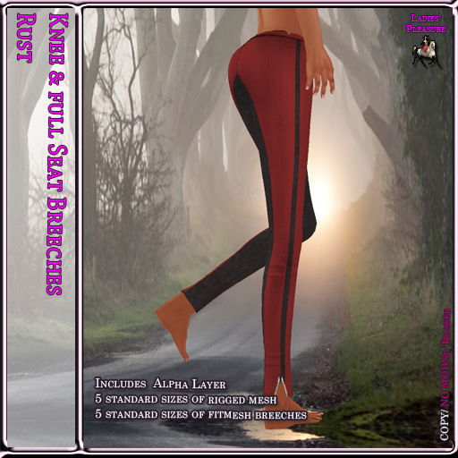 ~LP~ Shaped Seat & Knee Fitmesh Breeches BOXED Rust