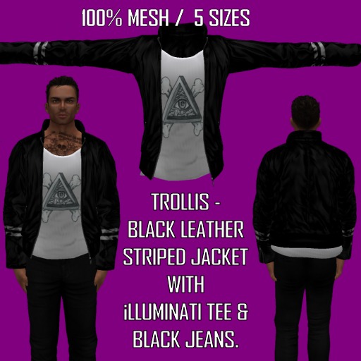 Trollis  - Leather  Jacket & illuminati  tee - BOX