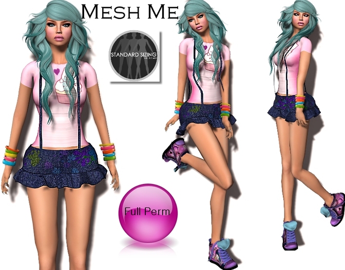 MeshMe- Mesh Ruffle Dungarees Full Perm