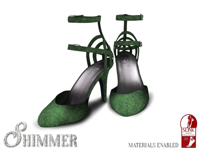 [Shimmer] Velvet Strapped Heels Forest