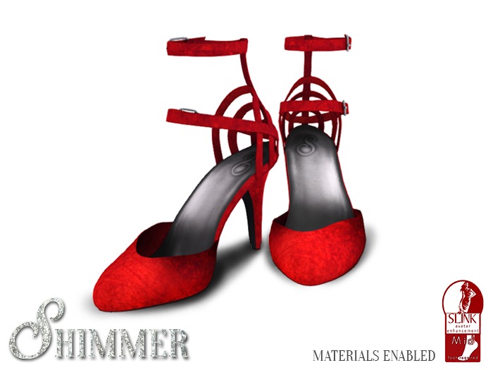 [Shimmer] Velvet Strapped Heels Red