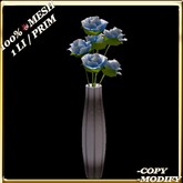LW_ Mesh Roses in Vase - Blue White (1 LI / Prim)