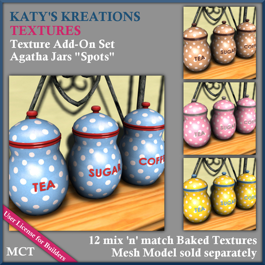 *KK* TEXTURES Add-On Set Agatha Jars Spots Vendor