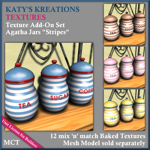 *Full Perm* TEXTURES Add-On Set for Agatha Jars - Stripes