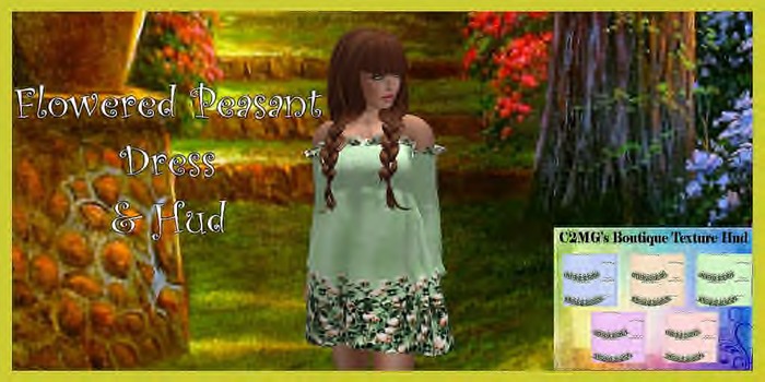Sweet Flowered Peasant Mesh Dress with Hud
