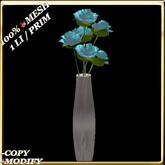 LW_ Mesh Roses in Vase - Cascade Blue (1 LI / Prim)