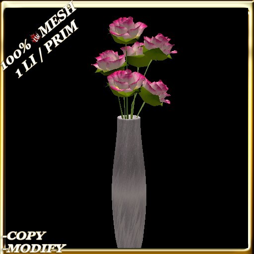 LW_ Mesh Roses in Vase - Blossom Pink (1 LI / Prim)